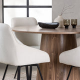 Lanzo jídelní stůl φ120 - přírodní / přírodní MDF + Rosie jídelní židle - černá / béžová látka _4