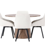 Lanzo jídelní stůl φ120 - přírodní / přírodní MDF + Rosie jídelní židle - černá / béžová látka _4