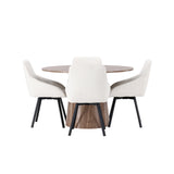 Lanzo jídelní stůl φ120 - přírodní / přírodní MDF + Rosie jídelní židle - černá / béžová látka _4