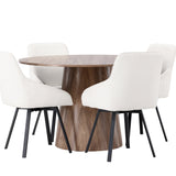 Lanzo jídelní stůl φ120 - přírodní / přírodní MDF + Rosie jídelní židle - černá / béžová látka _4