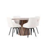 Lanzo jídelní stůl φ120 - přírodní / přírodní MDF + Rosie jídelní židle - černá / béžová látka _4