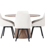 Lanzo jídelní stůl φ120 - přírodní / přírodní MDF + Rosie jídelní židle - černá / béžová látka _4