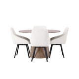 Lanzo jídelní stůl φ120 - přírodní / přírodní MDF + Rosie jídelní židle - černá / béžová látka _4