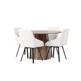 Lanzo jídelní stůl φ120 - přírodní / přírodní MDF + Rosie jídelní židle - černá / béžová látka _4