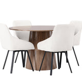 Lanzo jídelní stůl φ120 - přírodní / přírodní MDF + Rosie jídelní židle - černá / béžová látka _4