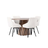 Lanzo jídelní stůl φ120 - přírodní / přírodní MDF + Rosie jídelní židle - černá / béžová látka _4