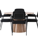 Jídelní stůl Lanzo φ120 - Přírodní / Přírodní MDF + Jídelní židle Yesterday - Černá / Černá Boucle _4