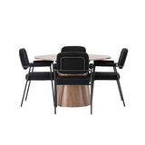 Jídelní stůl Lanzo φ120 - Přírodní / Přírodní MDF + Jídelní židle Yesterday - Černá / Černá Boucle _4