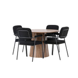 Jídelní stůl Lanzo φ120 - Přírodní / Přírodní MDF + Jídelní židle Yesterday - Černá / Černá Boucle _4