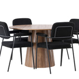 Jídelní stůl Lanzo φ120 - Přírodní / Přírodní MDF + Jídelní židle Yesterday - Černá / Černá Boucle _4