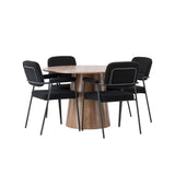 Jídelní stůl Lanzo φ120 - Přírodní / Přírodní MDF + Jídelní židle Yesterday - Černá / Černá Boucle _4
