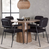 Jídelní stůl Lanzo φ120 - Přírodní / Přírodní MDF + Jídelní židle Yesterday - Černá / Černá Boucle _4