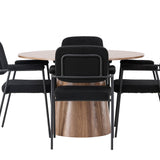 Jídelní stůl Lanzo φ120 - Přírodní / Přírodní MDF + Jídelní židle Yesterday - Černá / Černá Boucle _4