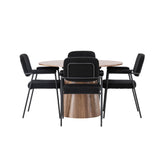 Jídelní stůl Lanzo φ120 - Přírodní / Přírodní MDF + Jídelní židle Yesterday - Černá / Černá Boucle _4