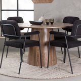 Jídelní stůl Lanzo φ120 - Přírodní / Přírodní MDF + Jídelní židle Yesterday - Černá / Černá Boucle _4