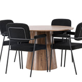 Jídelní stůl Lanzo φ120 - Přírodní / Přírodní MDF + Jídelní židle Yesterday - Černá / Černá Boucle _4