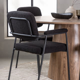 Jídelní stůl Lanzo φ120 - Přírodní / Přírodní MDF + Jídelní židle Yesterday - Černá / Černá Boucle _4