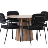 Jídelní stůl Lanzo φ120 - Přírodní / Přírodní MDF + Jídelní židle Yesterday - Černá / Černá Boucle _4