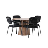 Jídelní stůl Lanzo φ120 - Přírodní / Přírodní MDF + Jídelní židle Yesterday - Černá / Černá Boucle _4