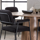 Jídelní stůl Lanzo φ120 - Přírodní / Přírodní MDF + Jídelní židle Yesterday - Černá / Černá Boucle _4