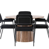 Jídelní stůl Lanzo φ120 - Přírodní / Přírodní MDF + Jídelní židle Yesterday - Černá / Černá Boucle _4