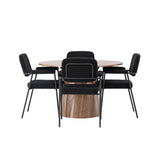 Jídelní stůl Lanzo φ120 - Přírodní / Přírodní MDF + Jídelní židle Yesterday - Černá / Černá Boucle _4