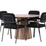 Jídelní stůl Lanzo φ120 - Přírodní / Přírodní MDF + Jídelní židle Yesterday - Černá / Černá Boucle _4