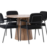 Jídelní stůl Lanzo φ120 - Přírodní / Přírodní MDF + Jídelní židle Yesterday - Černá / Černá Boucle _4