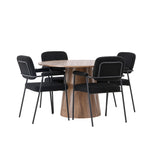 Jídelní stůl Lanzo φ120 - Přírodní / Přírodní MDF + Jídelní židle Yesterday - Černá / Černá Boucle _4