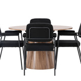 Jídelní stůl Lanzo φ120 - Přírodní / Přírodní MDF + Jídelní židle Yesterday - Černá / Černá Boucle _4