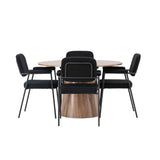 Jídelní stůl Lanzo φ120 - Přírodní / Přírodní MDF + Jídelní židle Yesterday - Černá / Černá Boucle _4