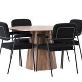 Jídelní stůl Lanzo φ120 - Přírodní / Přírodní MDF + Jídelní židle Yesterday - Černá / Černá Boucle _4