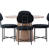 Lanzo jídelní stůl φ120 - Natural / Natural MDF + Jídelní židle Stella - Black / Black Velvet _4