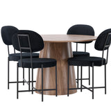 Lanzo jídelní stůl φ120 - Natural / Natural MDF + Jídelní židle Stella - Black / Black Velvet _4