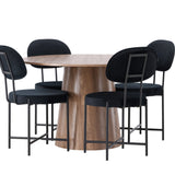 Lanzo jídelní stůl φ120 - Natural / Natural MDF + Jídelní židle Stella - Black / Black Velvet _4