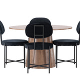 Lanzo jídelní stůl φ120 - Natural / Natural MDF + Jídelní židle Stella - Black / Black Velvet _4