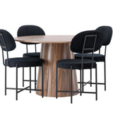 Lanzo jídelní stůl φ120 - Natural / Natural MDF + Jídelní židle Stella - Black / Black Velvet _4