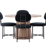 Lanzo jídelní stůl φ120 - Natural / Natural MDF + Jídelní židle Stella - Black / Black Velvet _4