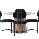 Lanzo jídelní stůl φ120 - Natural / Natural MDF + Jídelní židle Stella - Black / Black Velvet _4