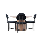 Lanzo jídelní stůl φ120 - Natural / Natural MDF + Jídelní židle Stella - Black / Black Velvet _4