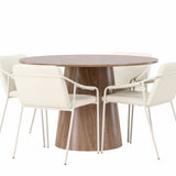 Lanzo jídelní stůl φ120 - Natural / Natural MDF +Tvist Jídelní židle - Béžová / Béžová PU _4