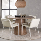 Lanzo jídelní stůl φ120 - Natural / Natural MDF +Tvist Jídelní židle - Béžová / Béžová PU _4