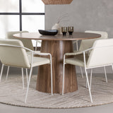 Lanzo jídelní stůl φ120 - Natural / Natural MDF +Tvist Jídelní židle - Béžová / Béžová PU _4