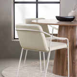 Lanzo jídelní stůl φ120 - Natural / Natural MDF +Tvist Jídelní židle - Béžová / Béžová PU _4