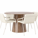 Lanzo jídelní stůl φ120 - Natural / Natural MDF +Tvist Jídelní židle - Béžová / Béžová PU _4