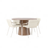 Lanzo jídelní stůl φ120 - Natural / Natural MDF +Tvist Jídelní židle - Béžová / Béžová PU _4