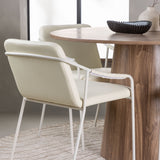 Lanzo jídelní stůl φ120 - Natural / Natural MDF +Tvist Jídelní židle - Béžová / Béžová PU _4