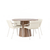 Lanzo jídelní stůl φ120 - Natural / Natural MDF +Tvist Jídelní židle - Béžová / Béžová PU _4