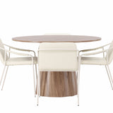 Lanzo jídelní stůl φ120 - Natural / Natural MDF +Tvist Jídelní židle - Béžová / Béžová PU _4