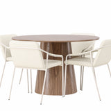 Lanzo jídelní stůl φ120 - Natural / Natural MDF +Tvist Jídelní židle - Béžová / Béžová PU _4